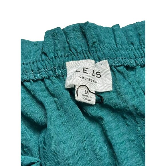 LELIS Collection-Shoulder Teal Mini Dress Size m With Bell Sleeves & Ruffle Deta - Picture 6 of 10